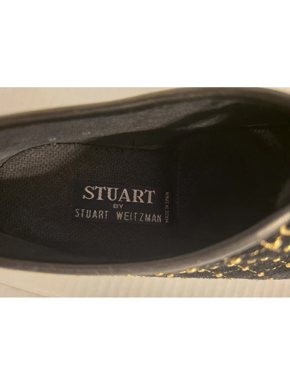 Stuart Weitzman Boyband Velvet Slip On Sneakers Quilted Gold Studs Size 6 New